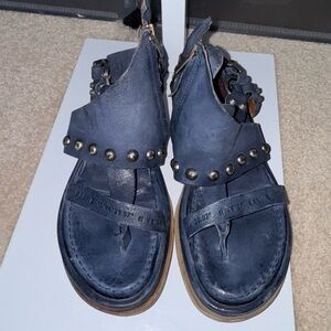 A.S. 98 Pacey in Freedom (Blue) Leather Studded Harness Zip Sandals Size EU 39